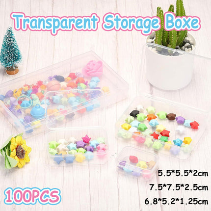 100PCS Transparent Plastic Storage Boxes Storage for jewelry Craft Beads Parts