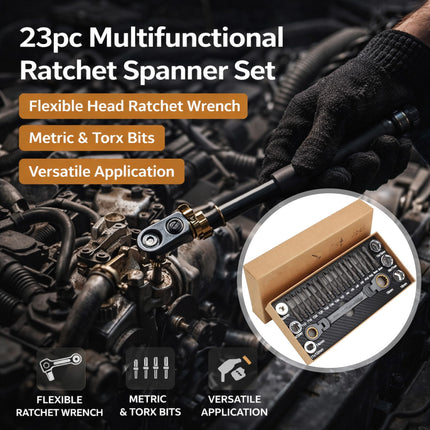 Multi Bit Ratchet Wrench Set 23pcs Flexible Head Tool Kit DIY Repair AU
