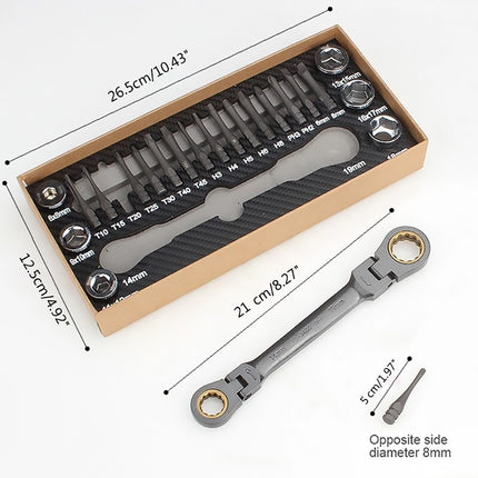 Multi Bit Ratchet Wrench Set 23pcs Flexible Head Tool Kit DIY Repair AU