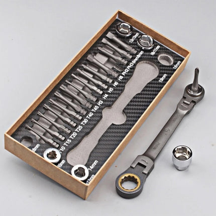 Multi Bit Ratchet Wrench Set 23pcs Flexible Head Tool Kit DIY Repair AU