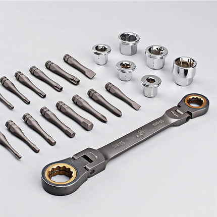 Multi Bit Ratchet Wrench Set 23pcs Flexible Head Tool Kit DIY Repair AU