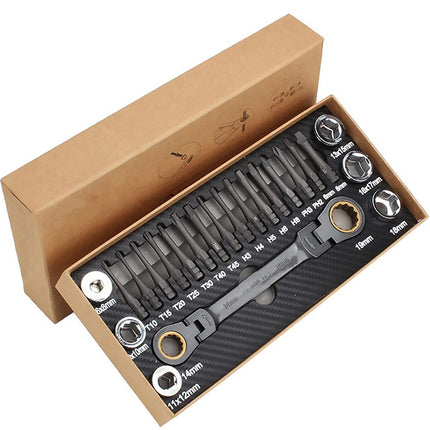 Multi Bit Ratchet Wrench Set 23pcs Flexible Head Tool Kit DIY Repair AU