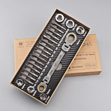 Multi Bit Ratchet Wrench Set 23pcs Flexible Head Tool Kit DIY Repair AU