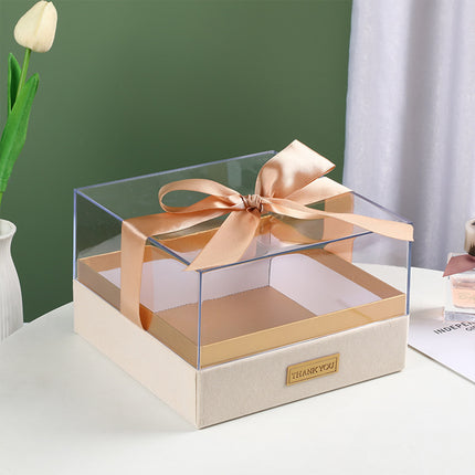 Acrylic Gift Box Clear Souvenir Display Case Bow Storage Container for Packaging