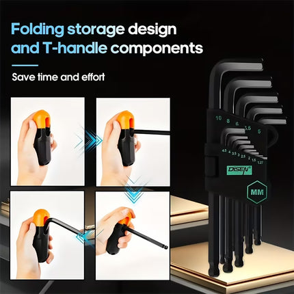36PCS Allen Key Set Hex Torx Ball End Wrench Kit for Bike Repair Workshop