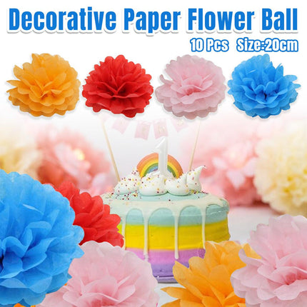 Decorative Paper Flower Balls 10pcs Party Hanging Pom Pom Wedding Event Decor