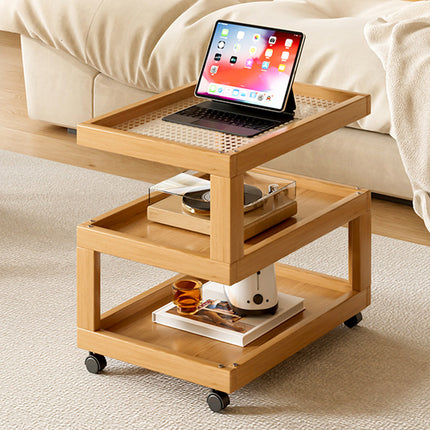 Mobile Coffee Table with Rolling Caster Wheels Versatile Living Room Side Table
