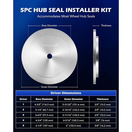 Truck Hub Seal Installer Kit Aluminium Drivers Heavy Duty Repair Tool Set