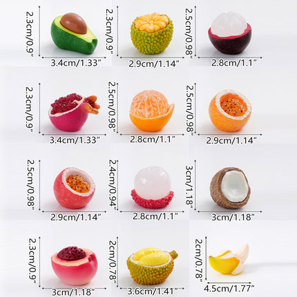 12PCS Creative Mini Fruit Accessories Decor Small Cute Resin Desktop Ornaments