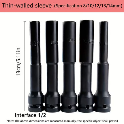 5PCS Extended Hex Socket Set 1/2 Inch Drive Repair Removal Tool for Automovie