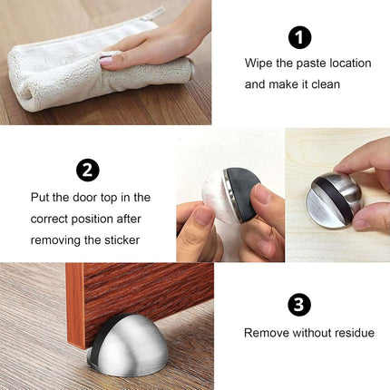 45mm Round Floor Mount Door Stop Rubber Bumper Metal Base Holder Wall Protector