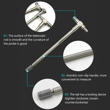 Telescoping Bore Gauge Set 6Pcs 8-150mm Internal Measuring Tool Kit Steel
