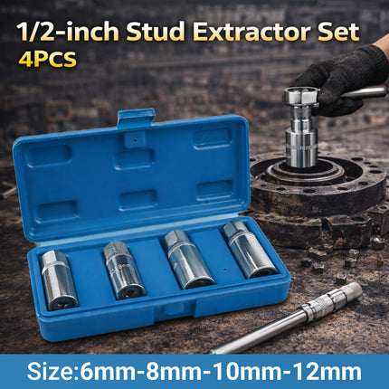 4PCS Socket Extractor Set 1/2 Inch Bolt Remover Damaged Stud Removal Tool