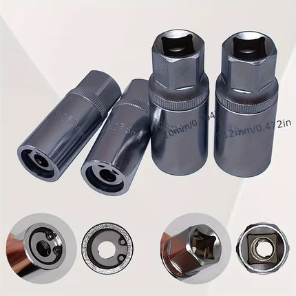 4PCS Socket Extractor Set 1/2 Inch Bolt Remover Damaged Stud Removal Tool