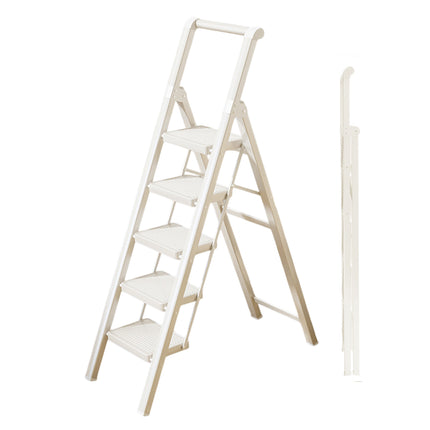 Folding 5 Step Ladder 154cm Carbon Steel 20cm Wide Pedals for Home Garage Use