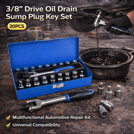 20PCS Oil Drain Sump Plug Key Set 3/8 Drive High Quality Durable Tool Set