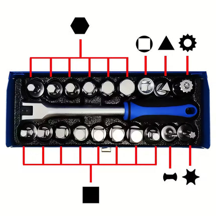 20PCS Oil Drain Sump Plug Key Set 3/8 Drive High Quality Durable Tool Set