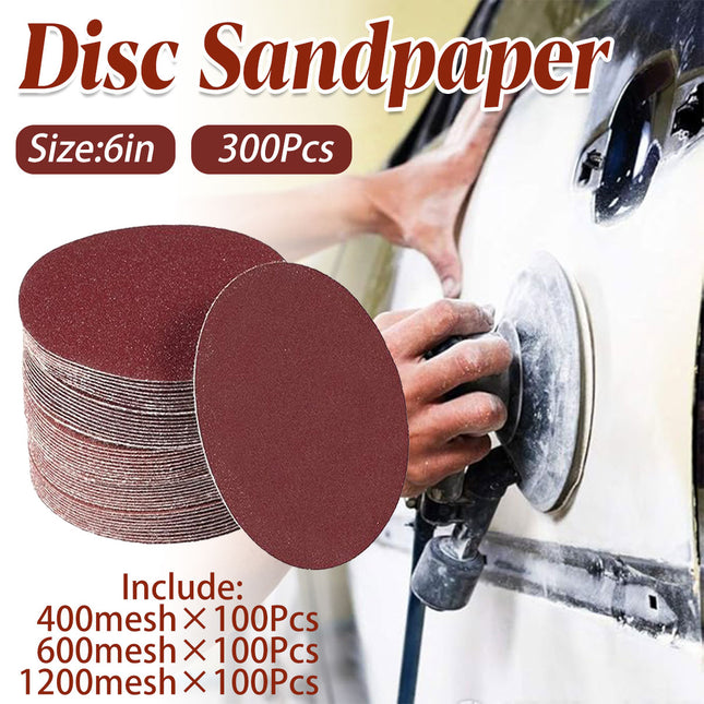 300PCS 6 Inch Sanding Discs For Wood Metal Plastic Grinding Polishing Finishing