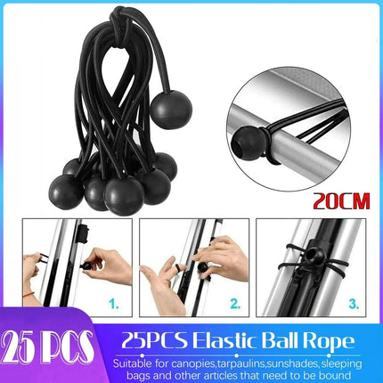 25x Elastic Ball Rope Bungee Cord Tarp Tie Down Strap Camping Tent Luggage Cord - Aimall