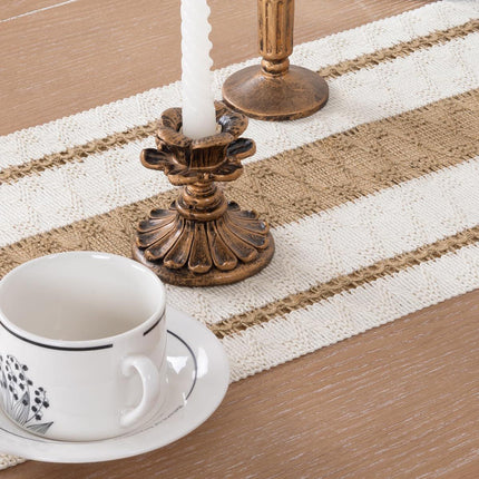 Cotton Linen Table Runner with Knot Tassel Bed End Towel Long Tablecloth Mat