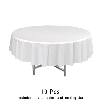 10pcs Round Tablecloth Solid Color Waterproof PEVA Table Cover 213cm Diameter