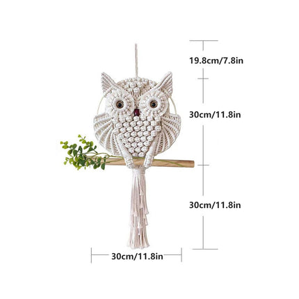 Macrame Owl Wall Hanging Boho Woven Decor Handmade Tapestry Home Decoration Art