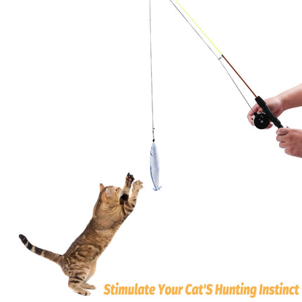 Retractable Feather Cat Play Stick Interactive Cat Fishing Rod Toy Durable