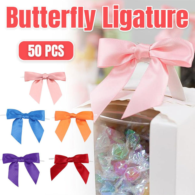 50pcs Bow Gift Packaging Sealing Tie Drawstring Baking Wrap Bag Decorative Ties