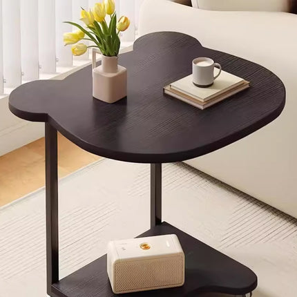 Black Mobile Side Table with Wheels 2-Tier Durable for Living Room Bedroom Use