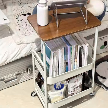 Multi Layer Coffee Table Sturdy Rolling Caster Wheels Versatile Home Storage Use