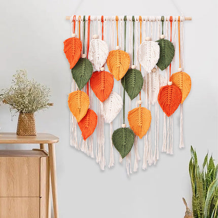 Hand Woven Leaf Tapestry Bohemian Home Decor Wall Hanging Durable Cotton Use