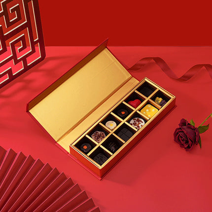 Chocolate Gift Box 5pcs Book Style Clamshell 12 Slot Hardbound Packaging Boxes