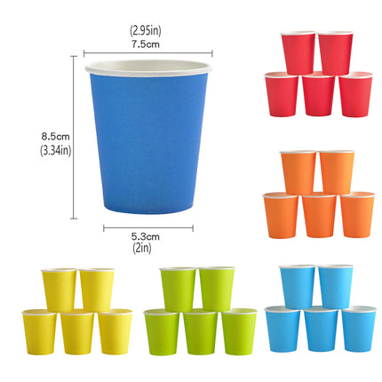 300PCS 6Coloures Paper Cups Food-Grade Paper for Party Water Hot Cold Decor Use