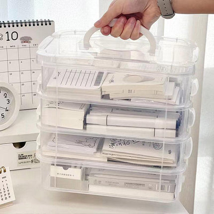 4Layer Storage Organizer Box Multi Compartment Storage Container for Home Office