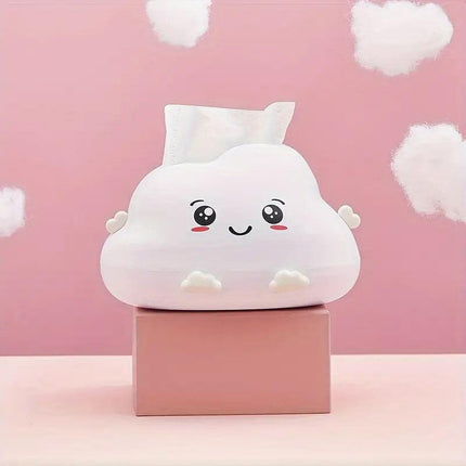 Cute Cartoon Clouds Plastic Tissue Box Desktop Drawer Organizer Storage Box