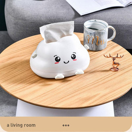 Cute Cartoon Clouds Plastic Tissue Box Desktop Drawer Organizer Storage Box