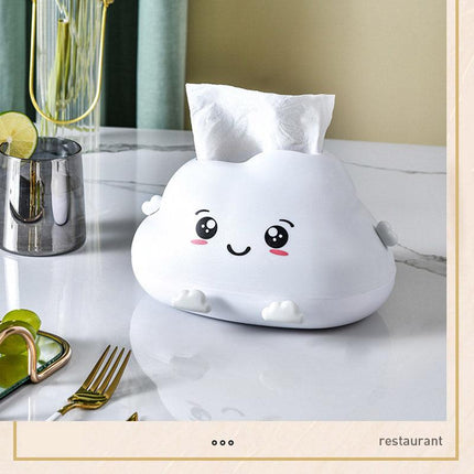 Cute Cartoon Clouds Plastic Tissue Box Desktop Drawer Organizer Storage Box