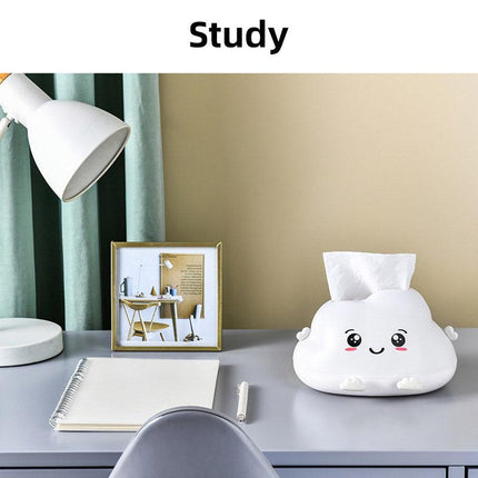 Cute Cartoon Clouds Plastic Tissue Box Desktop Drawer Organizer Storage Box