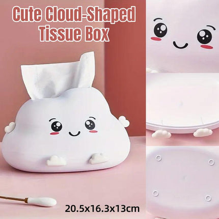 Cute Cartoon Clouds Plastic Tissue Box Desktop Drawer Organizer Storage Box