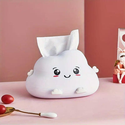 Cute Cartoon Clouds Plastic Tissue Box Desktop Drawer Organizer Storage Box
