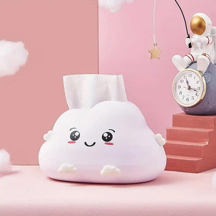 Cute Cartoon Clouds Plastic Tissue Box Desktop Drawer Organizer Storage Box