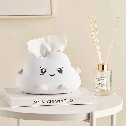 Cute Cartoon Clouds Plastic Tissue Box Desktop Drawer Organizer Storage Box
