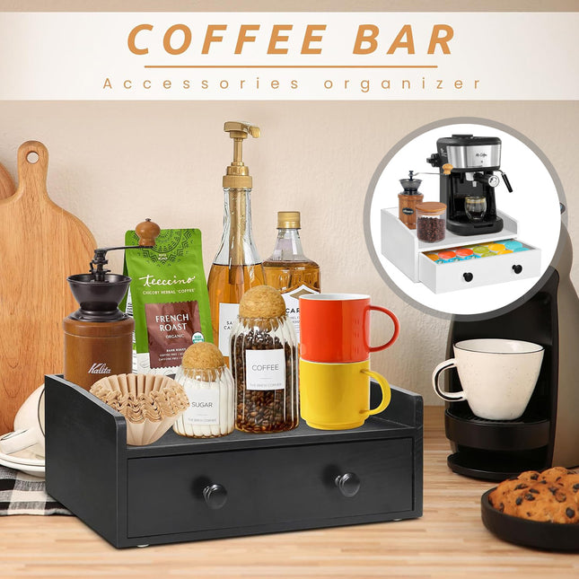 Coffee Drawer Style Storage Box Wooden Large Capacity for Accessories Storage