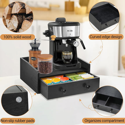 Coffee Drawer Style Storage Box Wooden Large Capacity for Accessories Storage