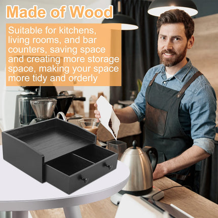 Coffee Drawer Style Storage Box Wooden Large Capacity for Accessories Storage