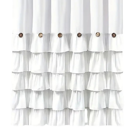 White Shower Curtain Waterproof Mildew-Resistant with Hooks for Bathroom Use