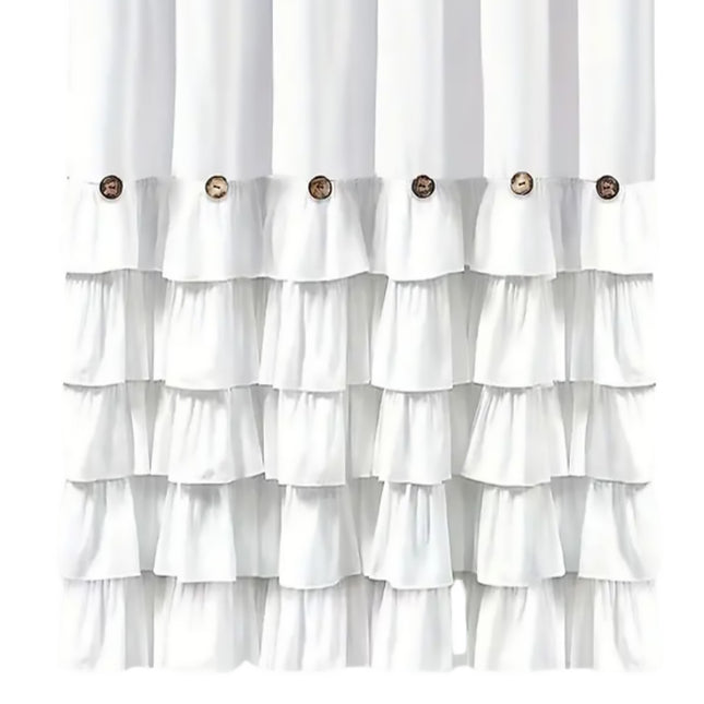 White Shower Curtain Waterproof Mildew-Resistant with Hooks for Bathroom Use
