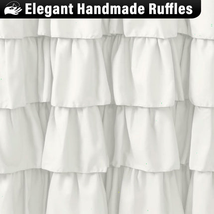 White Shower Curtain Waterproof Mildew-Resistant with Hooks for Bathroom Use