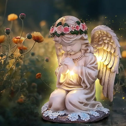 Solar Powered Angel Garden Statue Waterproof Outdoor Decoration Garden Yard Use