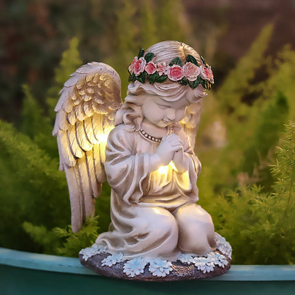 Solar Powered Angel Garden Statue Waterproof Outdoor Decoration Garden Yard Use